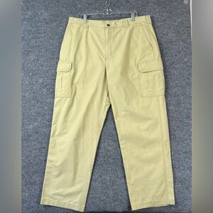 Vintage LL‎ Bean Mens 38x32 Cream Yellow Straight Leg Cargo Pants Khaki